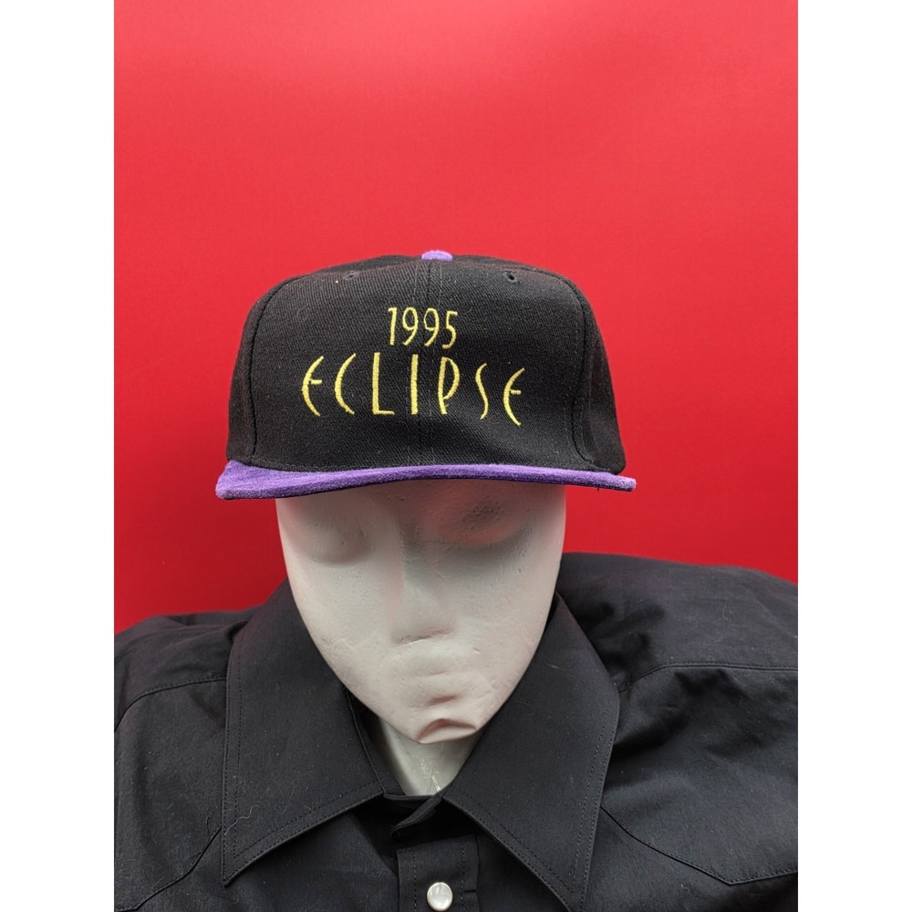 Vintage 90s Eclipse Mitsubishi Motors Snapback Hat Cap Black Fast And Furious